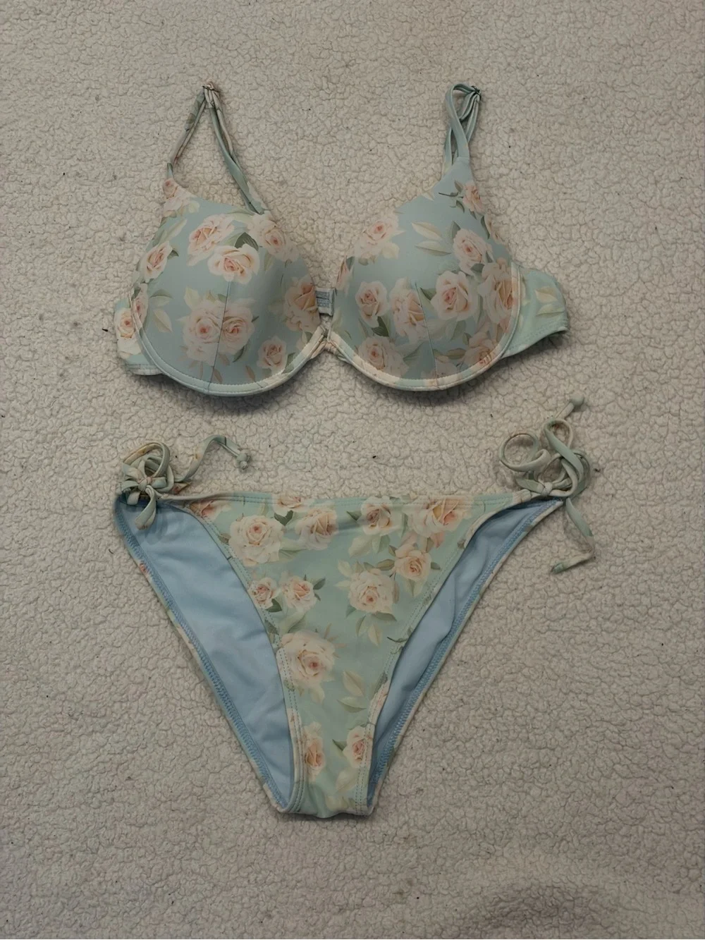 Sunsations Pastel Floral Push-Up Bikini Set Mixed Sizes:Medium Top/Large Bottom